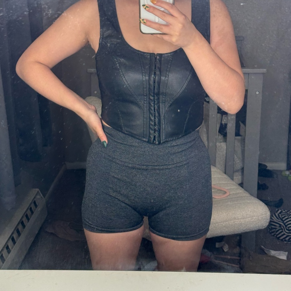 Black Leather Corset Top